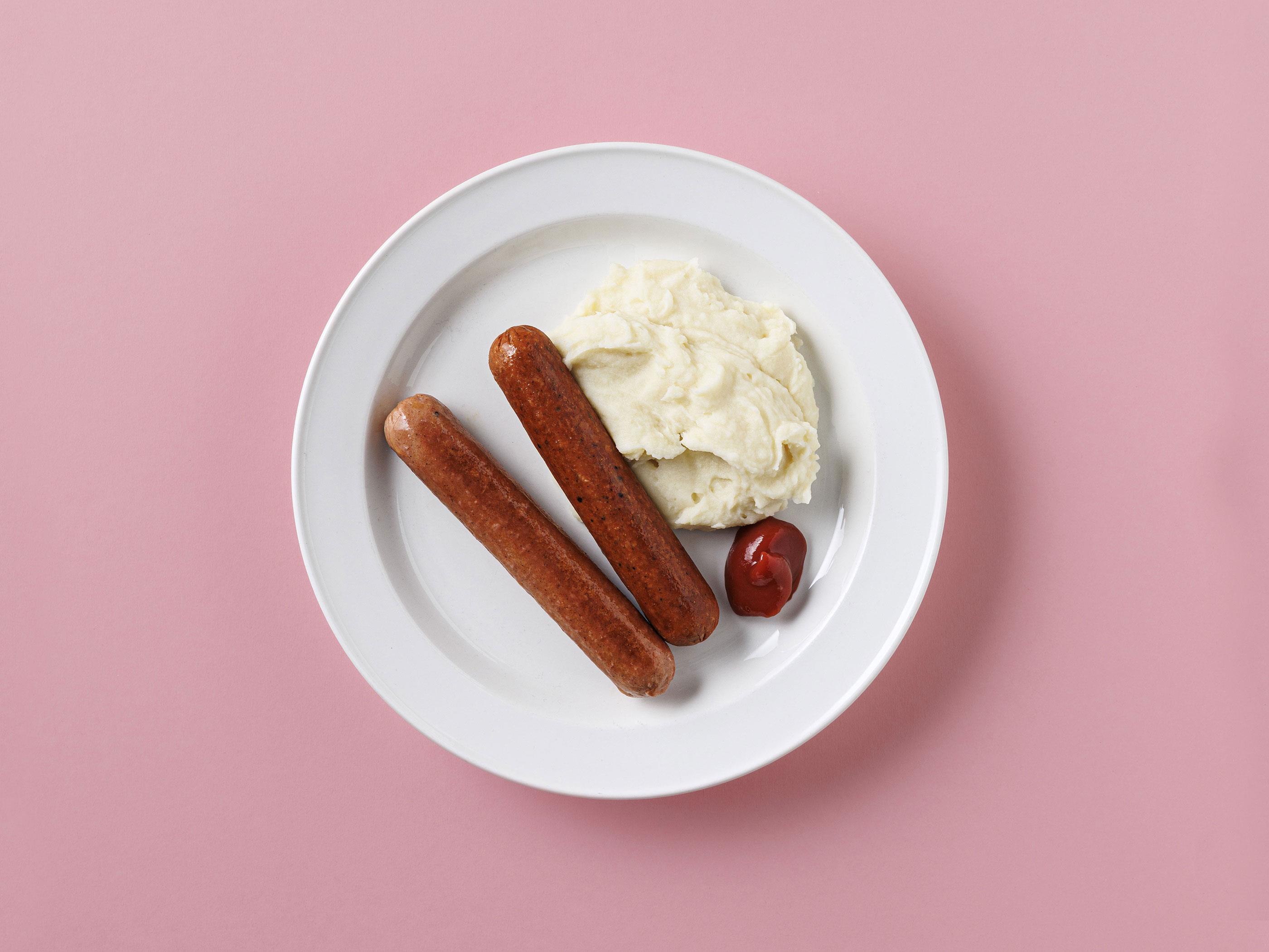 Bräckt korv med potatismos